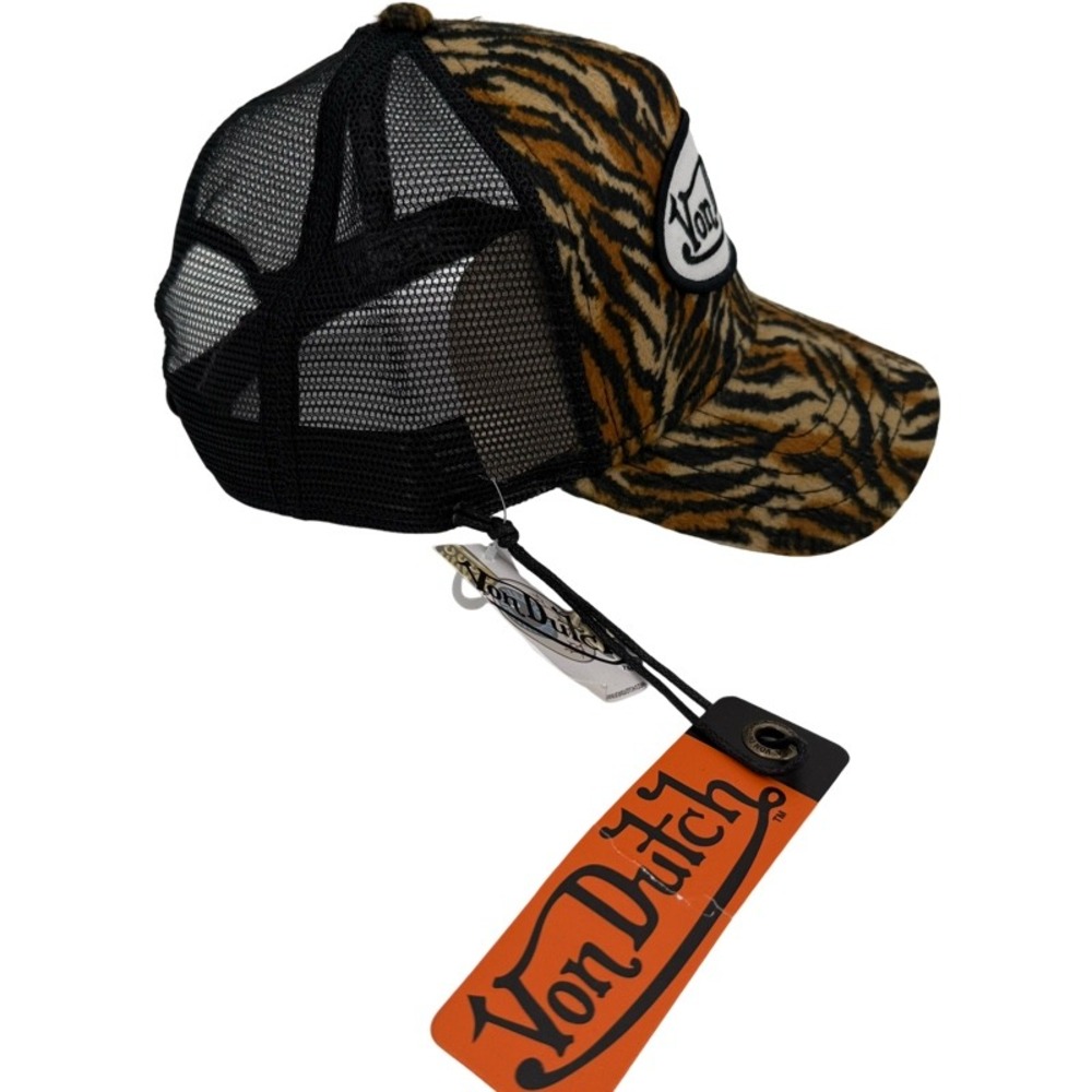 VON DUTCH NEW One Size Trucker Hat Brown Tiger Print Faux Fur Y2K VDHH0028 - Picture 2 of 13